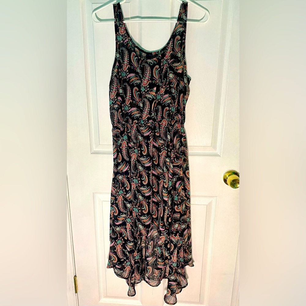 Flowy Sleeveless Sheer Geometric Print Dress